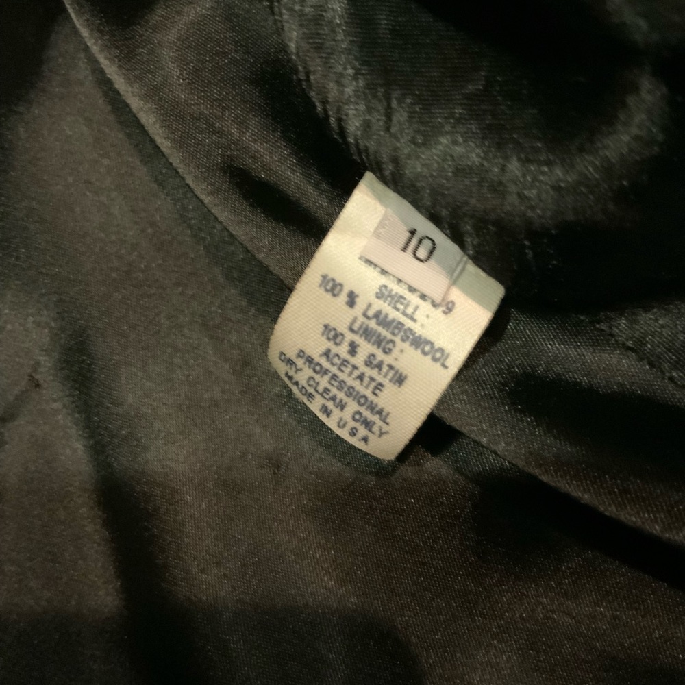Marvin Richards Women Coat Lambswool Black Size 10 Faux Fur Collar Cuffs #EL14 - Picture 7 of 9